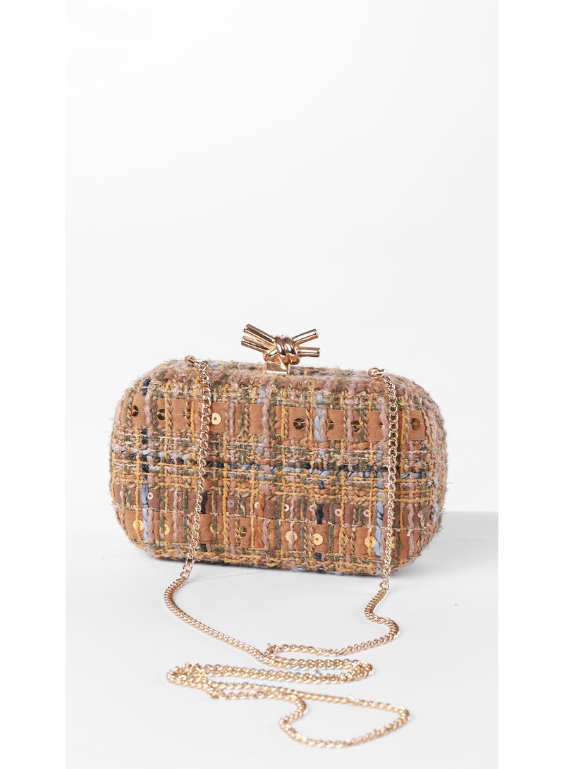 كيفيلي كلتش أوريليا تويد بعقدة معدنية – حقيبة سهرة فاخرة منسوجة يدويًا - Image 4